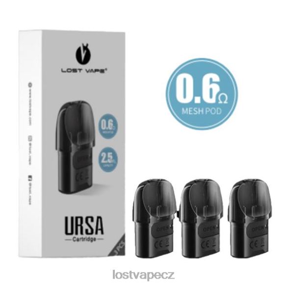 Lost Vape URSA náhradní pouzdra | 2,5 ml (3 balení) černá 0,6ohm HJZ286 Lost Vape Pods Near Me